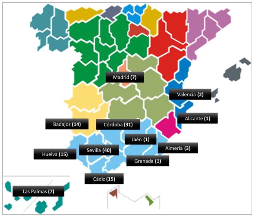  : Distribución geográfica de la muestra según provincias españolas