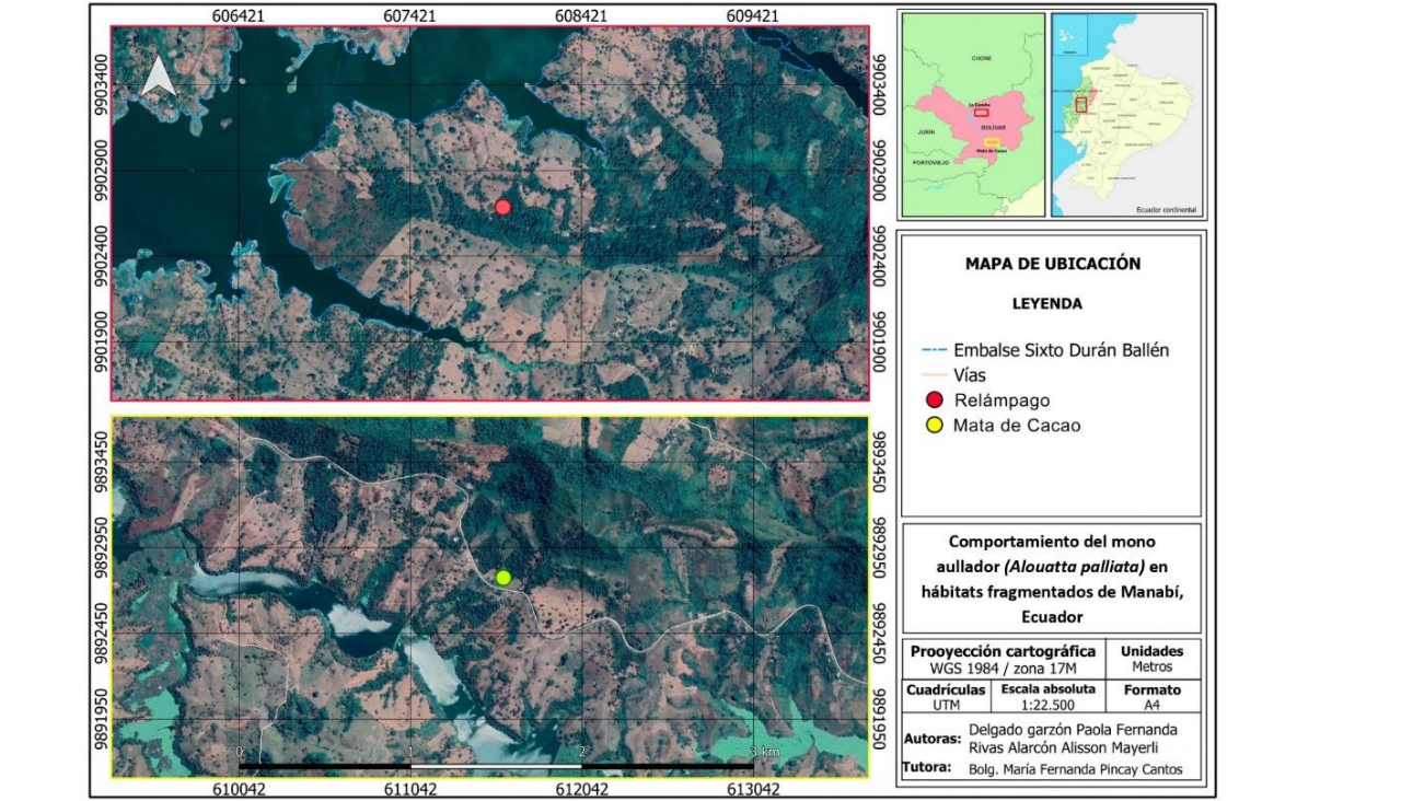 Mapa de ubicación de los sitios Mata de Cacao y Relámpago.