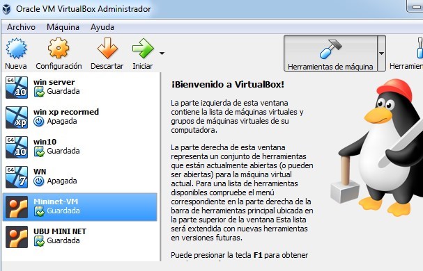 Ventana de Virtual Box
