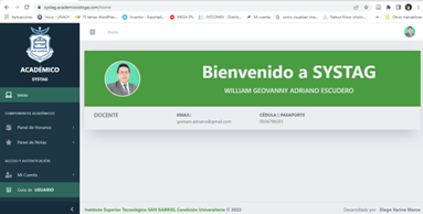 :Interfaz de usuario profesor del sistema informático  )..