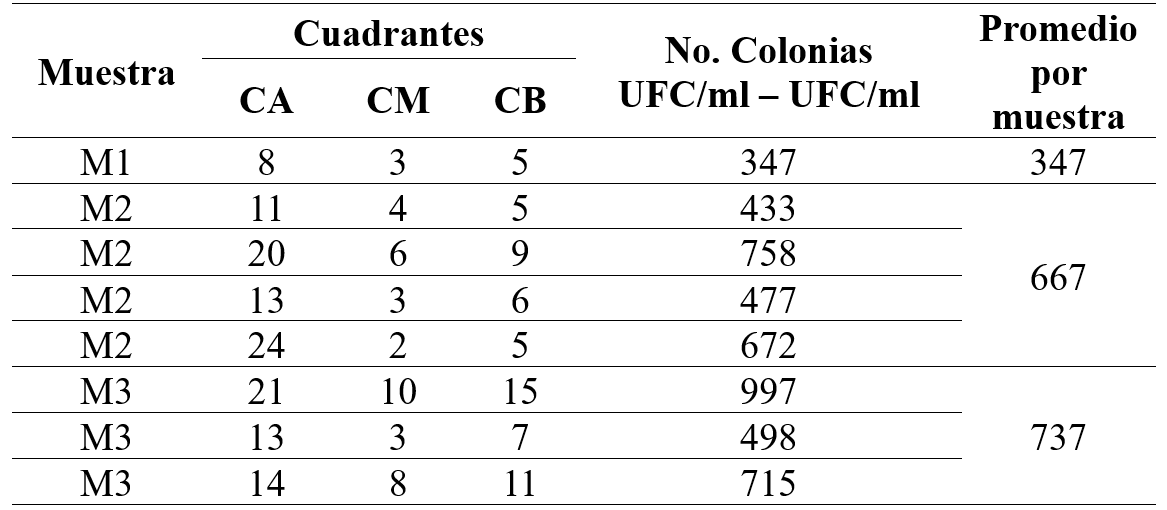 Cuantificación de colonias presentes en muestras de arena